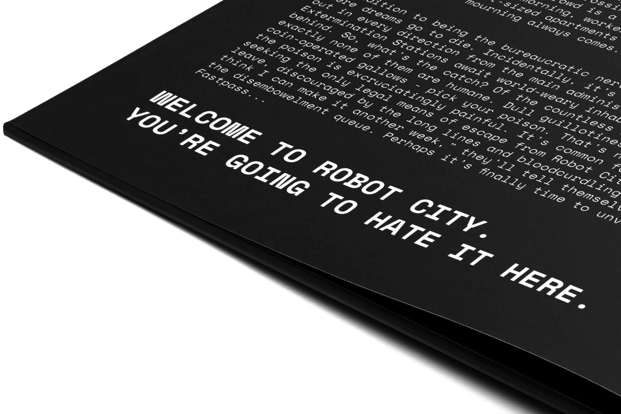Close-up shot of Robot City coloring book foreword